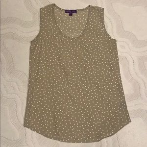Cream and White Polka Dot Chiffon Tank